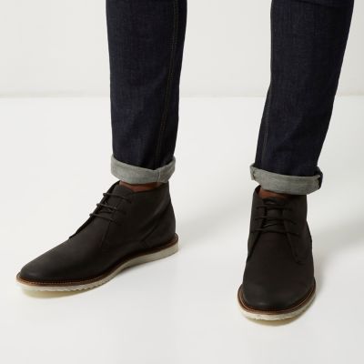 Black leather chukka boots